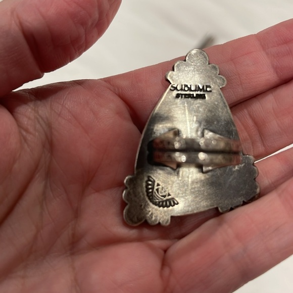 Stunning One of a Kind Sterling Silver and Turquoise Ring - Size 6 3/4 - Picture 8 of 8